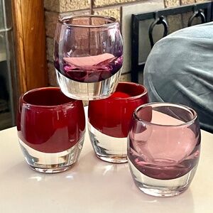 NWT 2 Pairs (4 total) Crate & Barrel Diva Amethyst, Ruby Candle Holders Votives